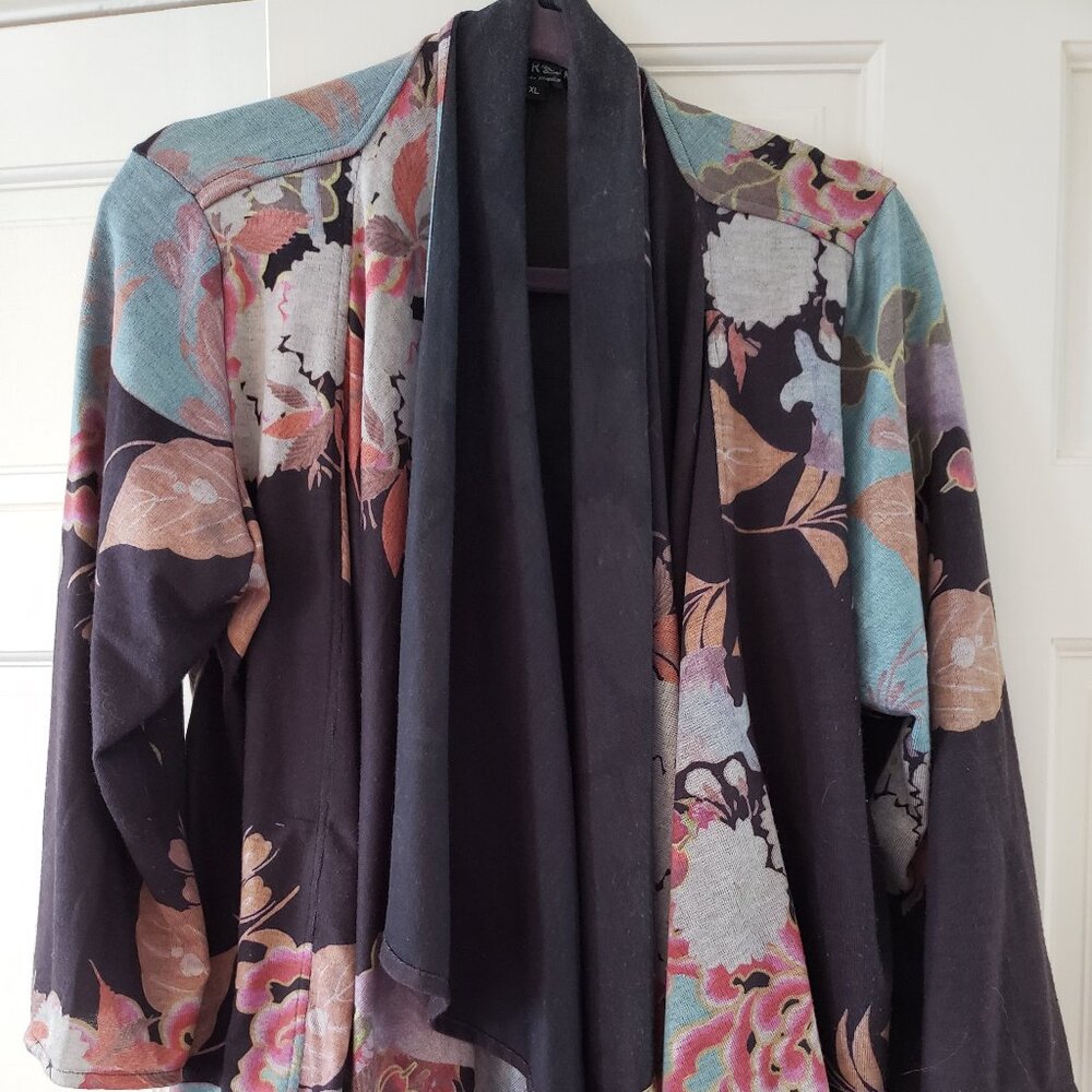 Soft Asian-influenced waterfall jacket/sweater